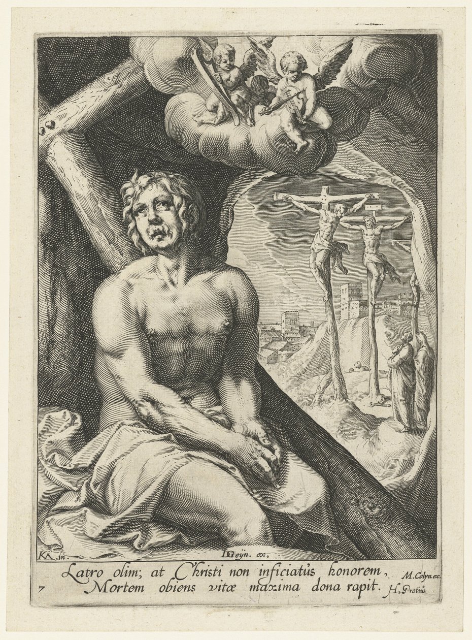 Dobry morderca jako skruszony grzesznik Ośmiu skruszonych grzeszników ze Starego i Nowego Testamentu (tytuł serii) autorstwa Jacob de Gheyn (II) (workshop of)