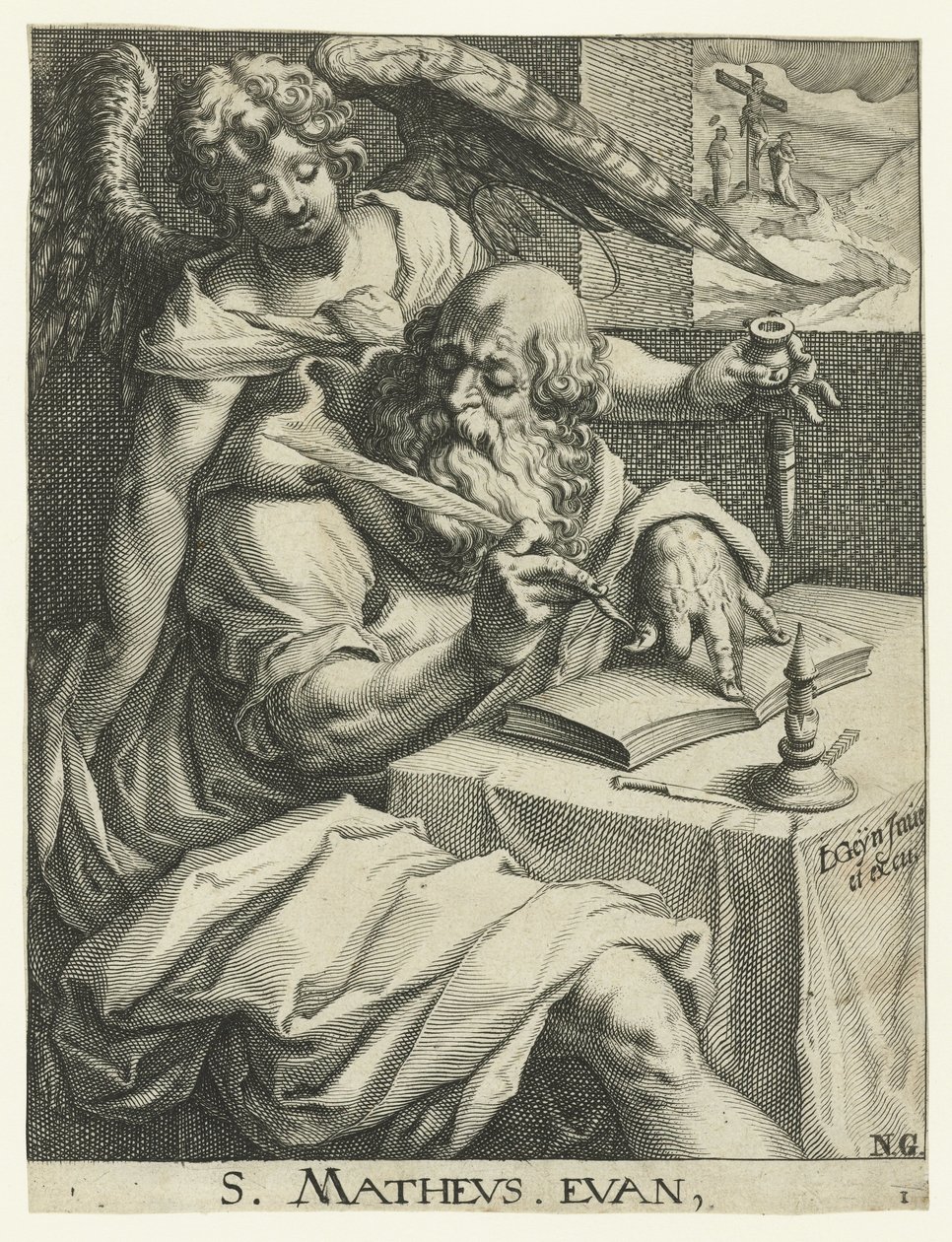 Ewangelista Mateusz Czterej ewangeliści (tytuł serii) autorstwa Jacob de Gheyn (II) (workshop of)