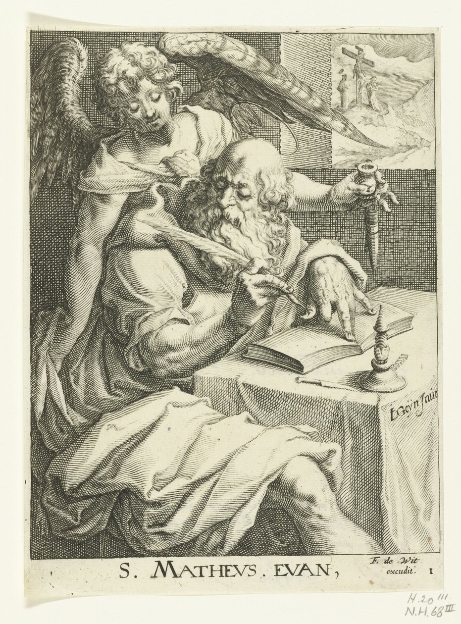 Ewangelista Mateusz Czterej ewangeliści (tytuł serii) autorstwa Jacob de Gheyn (II) (workshop of)