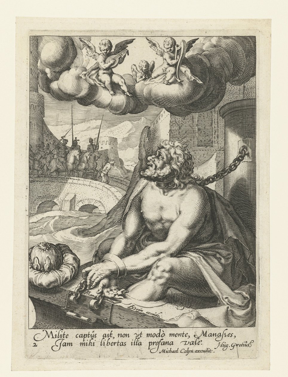 Manasses jako skruszony grzesznik Ośmiu skruszonych grzeszników ze Starego i Nowego Testamentu (tytuł serii) autorstwa Jacob de Gheyn (II) (workshop of)