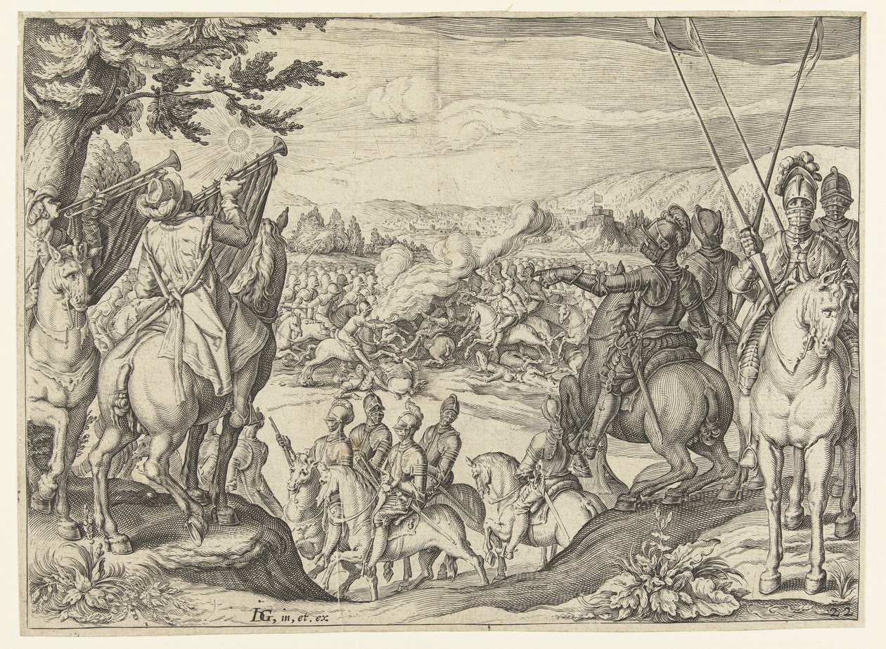 walka jeździecka Szkoła jeździecka (tytuł serii) autorstwa Jacob de Gheyn (II) (workshop of)