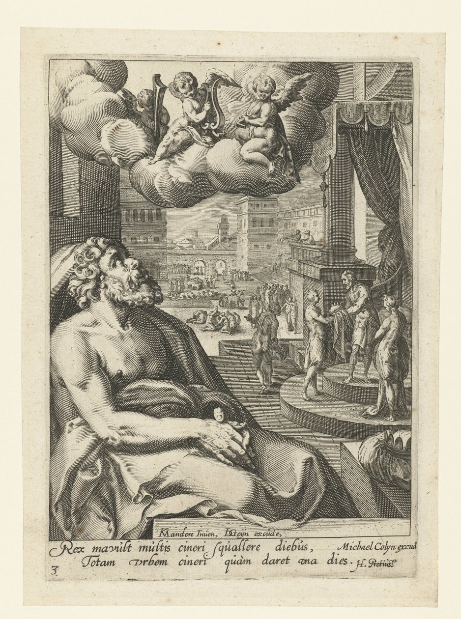 Salomon jako skruszony grzesznik Ośmiu skruszonych grzeszników ze Starego i Nowego Testamentu (tytuł serii) autorstwa Jacob de Gheyn (II) (workshop of)