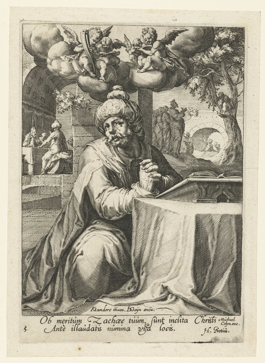 Zacheusz jako skruszony grzesznik Ośmiu skruszonych grzeszników ze Starego i Nowego Testamentu (tytuł serii) autorstwa Jacob de Gheyn (II) (workshop of)