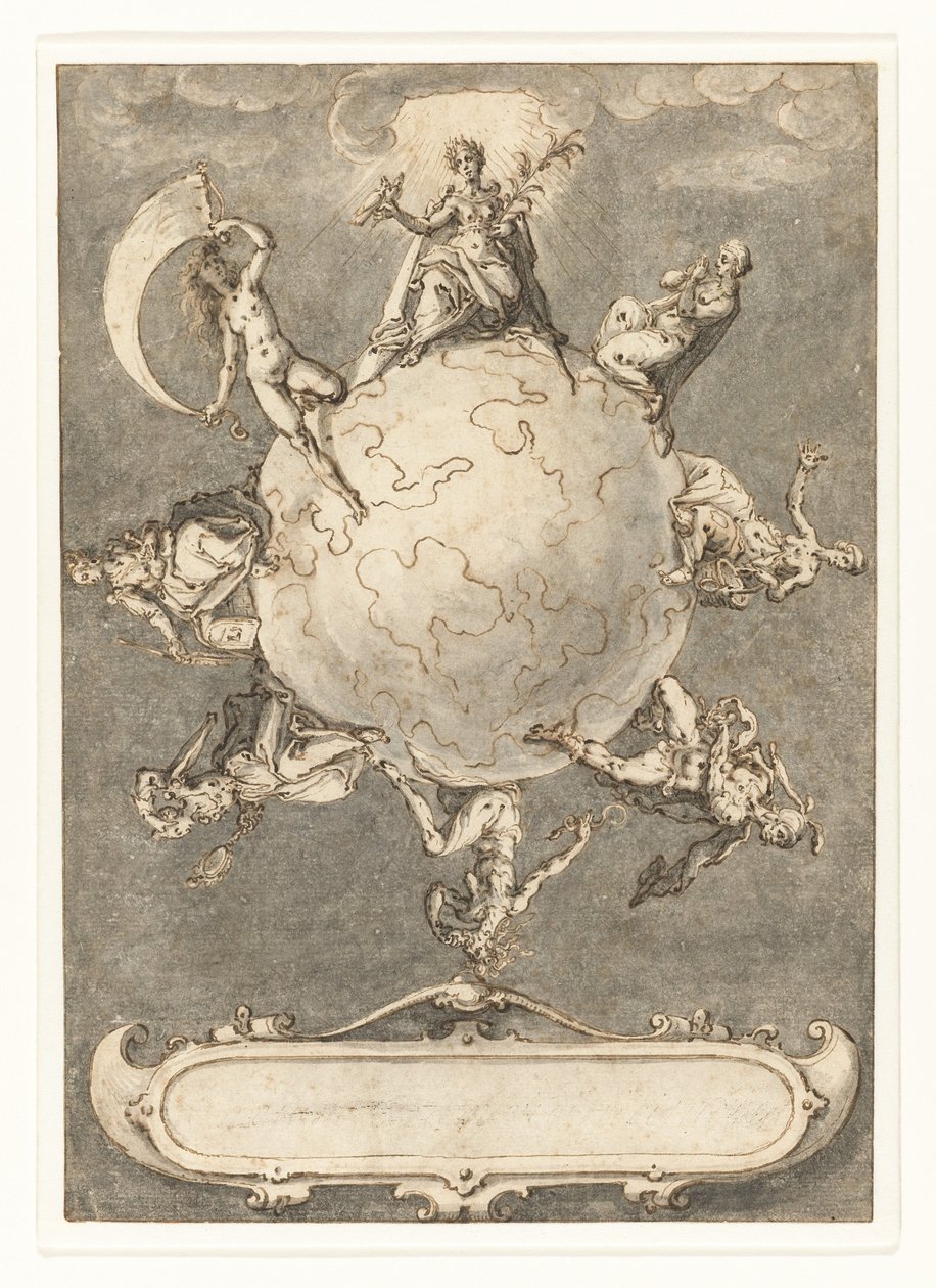 Projekt ostatniego druku z serii Omnium rerum vicissitudo est. autorstwa Jacob de Gheyn (II)