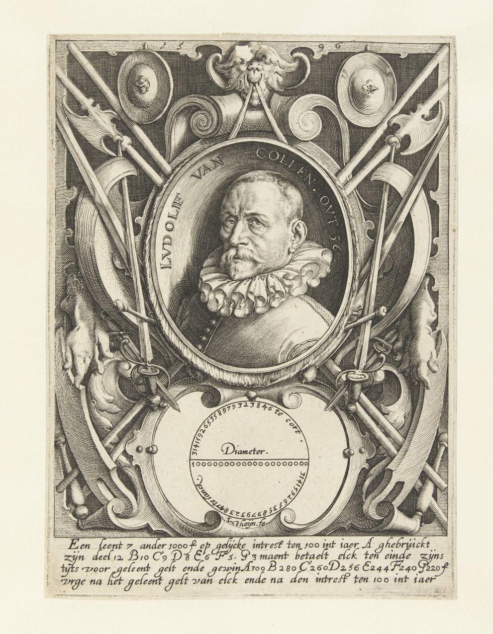 Portret Ludolfa van Ceulena w wieku 56 lat autorstwa Jacob de Gheyn (II)