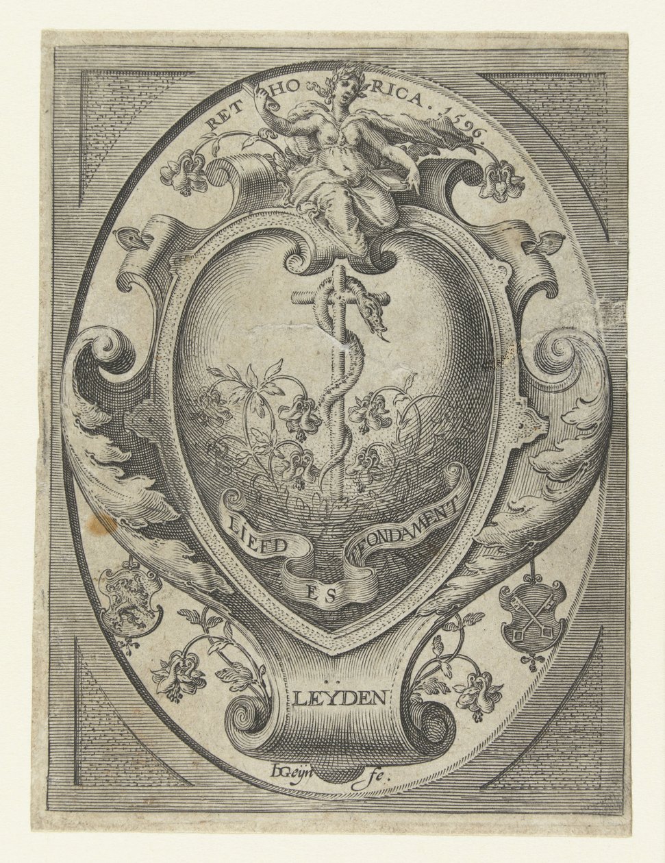 Herb lejdejskiej komnaty retorycznej Miłości jest fundamentem autorstwa Jacob de Gheyn (II)
