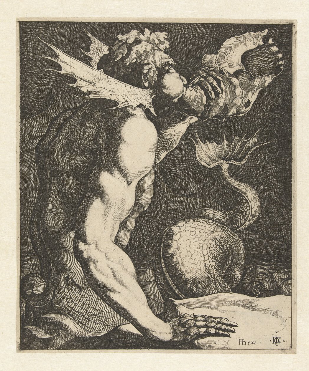 Tryton wiejący na muszli autorstwa Jacob de Gheyn (III)