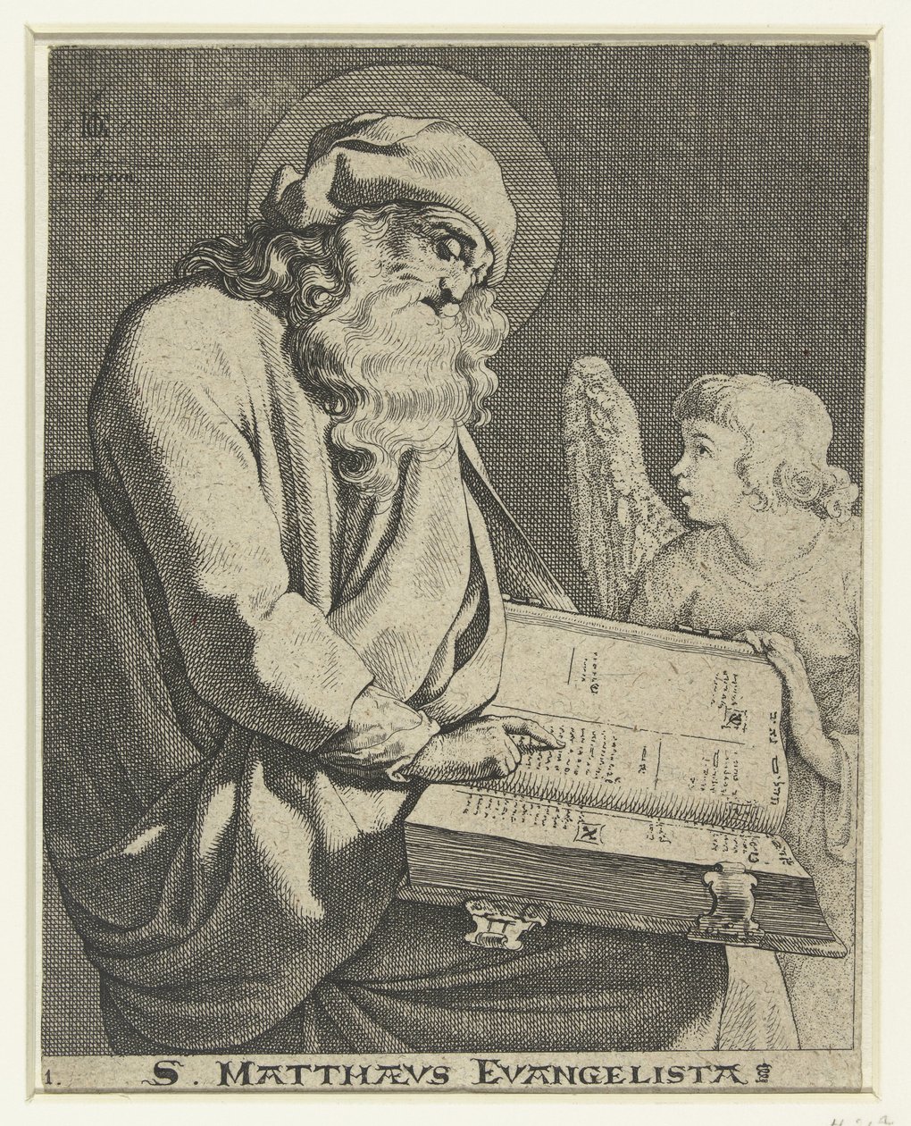 Ewangelista Mattheüs S. Matthaeus Evangelista (tytuł na obiekcie) autorstwa Jacob de Gheyn (III)