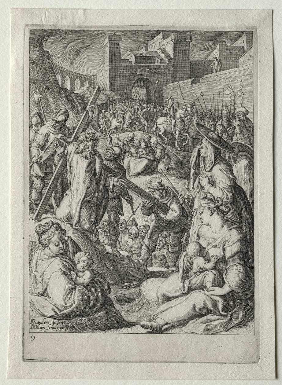 Zestaw pasyjny:  Chrystus niosący krzyż autorstwa Jacob de Gheyn II