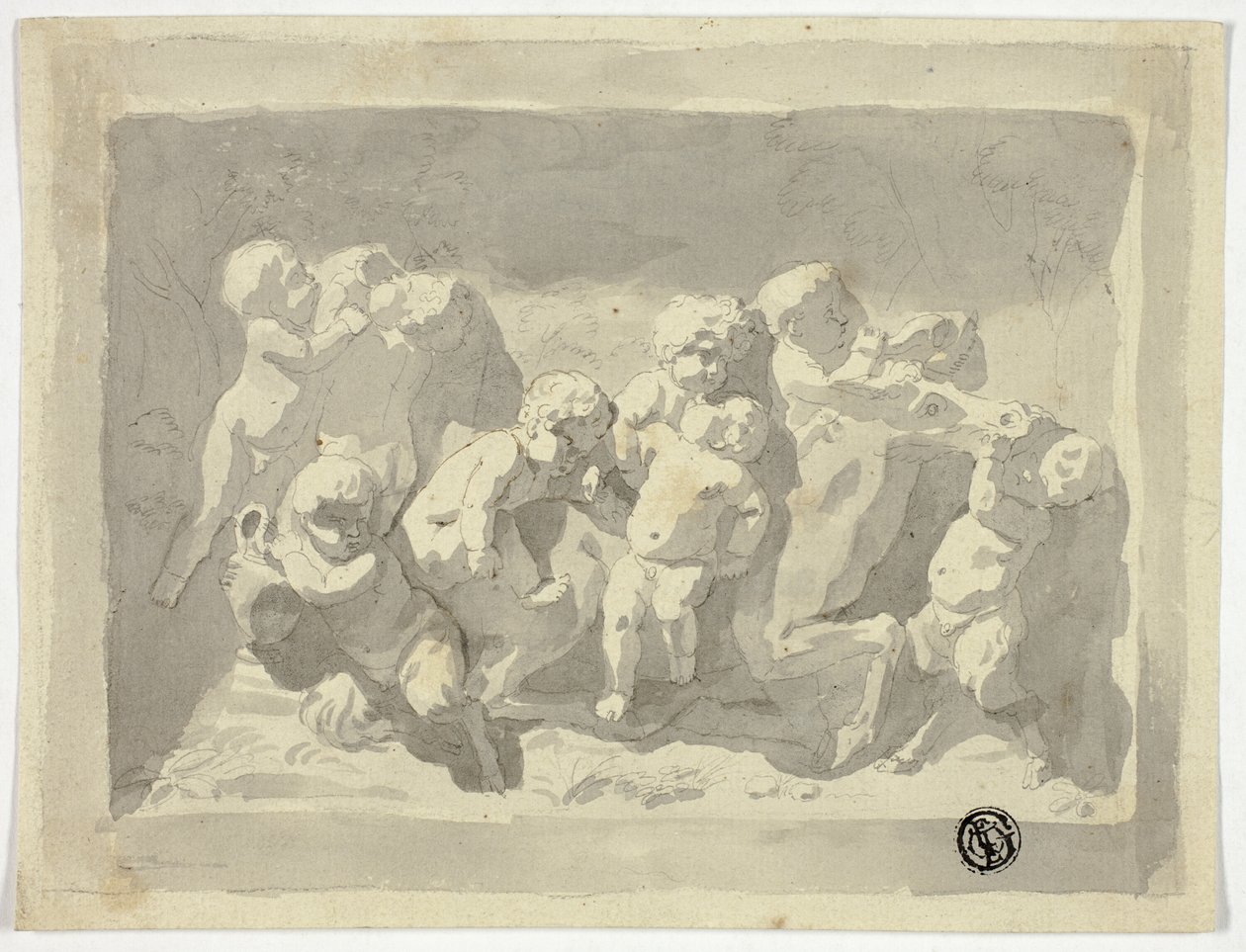 Małe Satyry i Putti bawiące się z osłem autorstwa Jacob de Wit