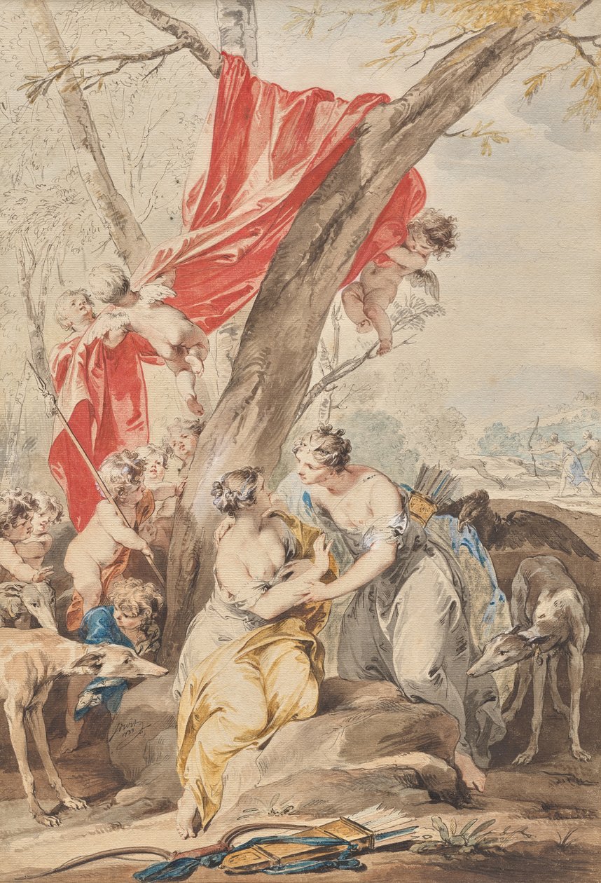 Jowisz (w przebraniu Diany) i Kallisto autorstwa Jacob de Wit