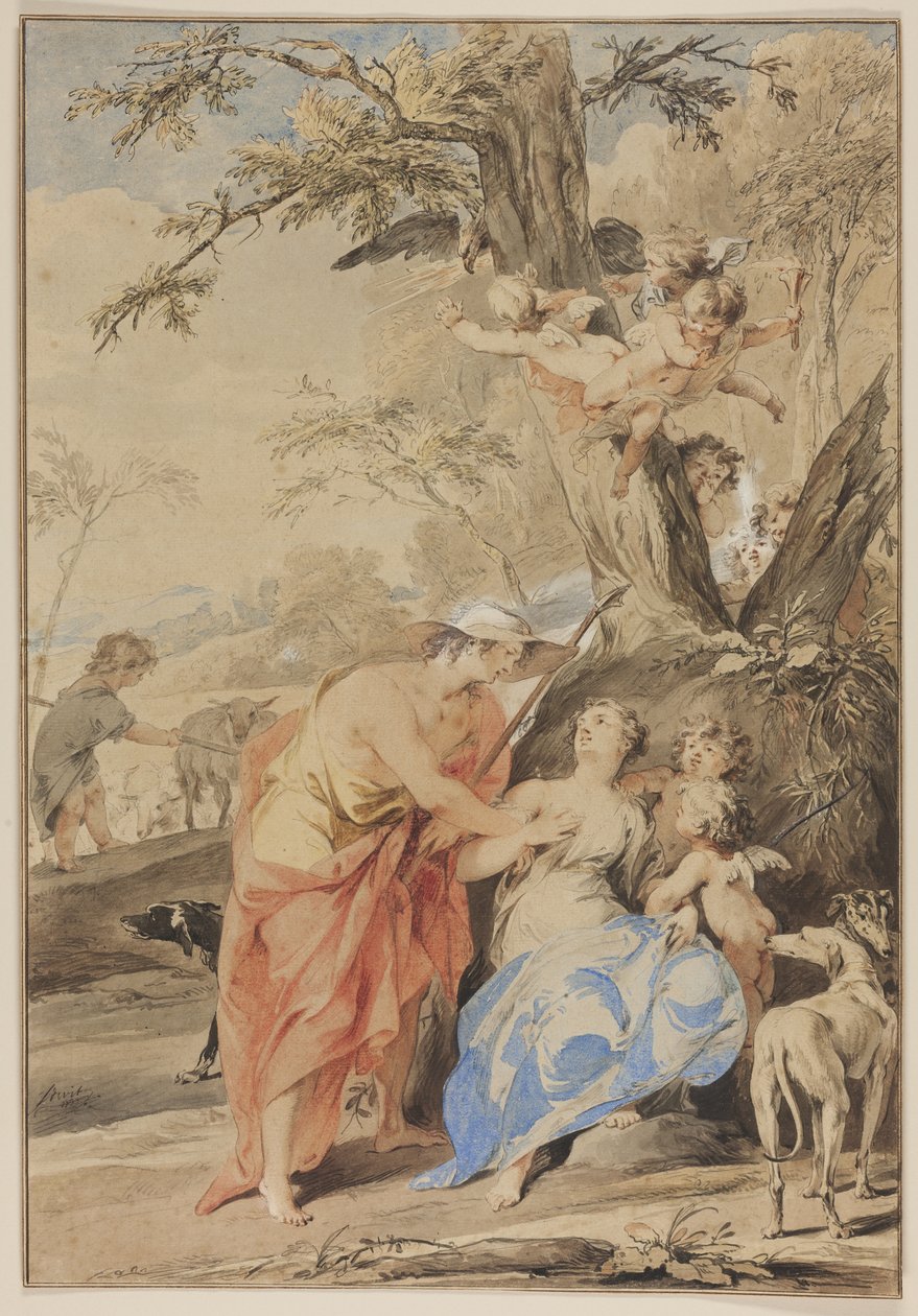 Jowisz i Mnemosyne, 1733 autorstwa Jacob de Wit