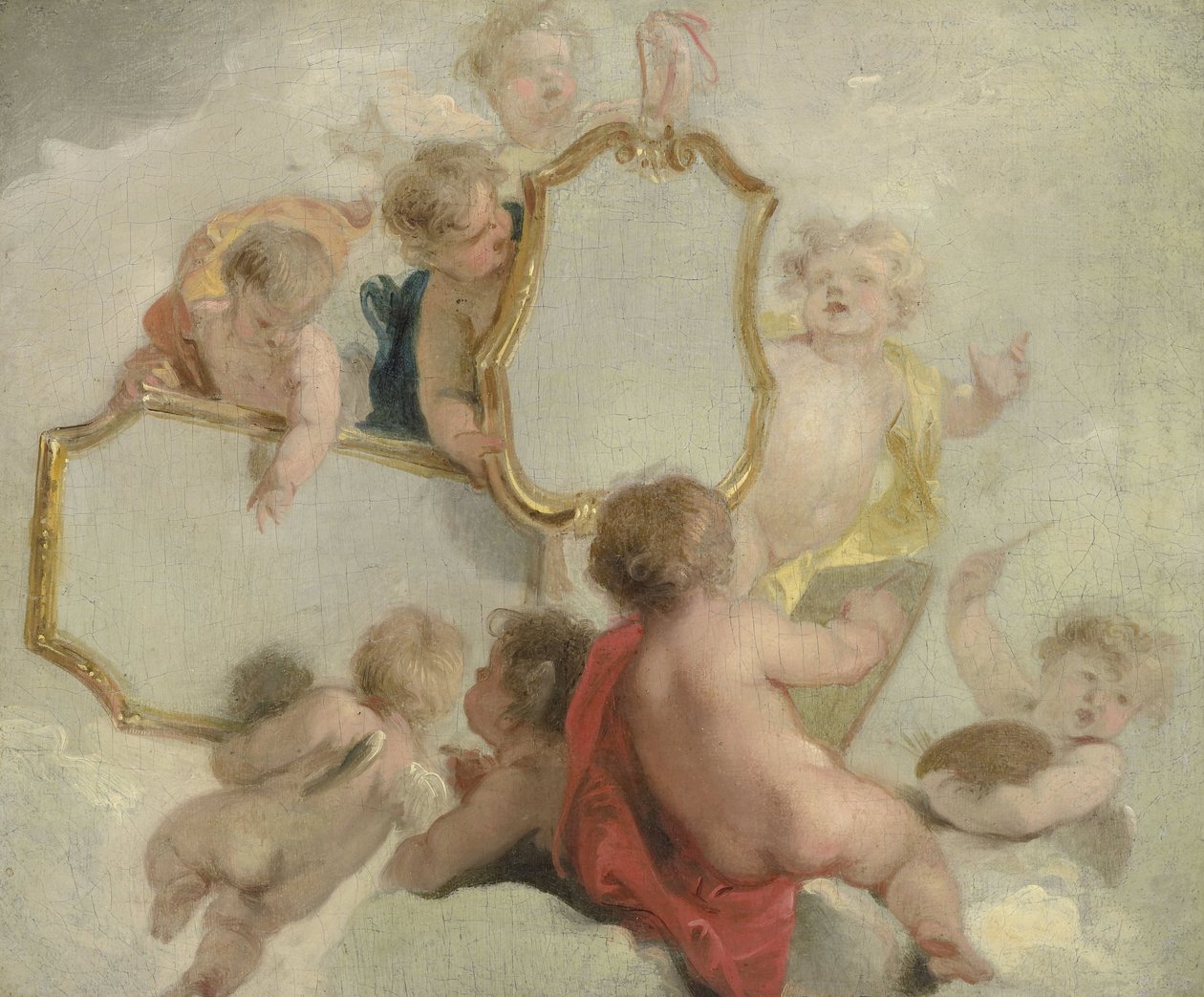 Putti z lustrami autorstwa Jacob de Wit