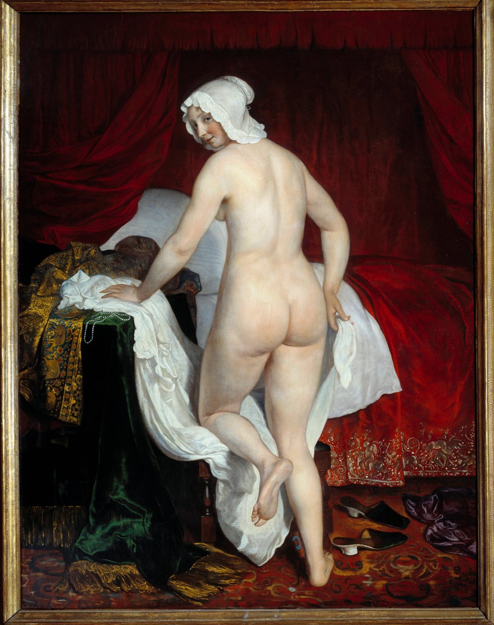 Młoda kobieta leżąca powiedziała, że włoski obraz przed snem Jacoba van Loo (1614-1670) 1650 nd. 1,87x1,43 m Lyon, Muzeum Sztuk Pięknych autorstwa Jacob or Jacques van Loo