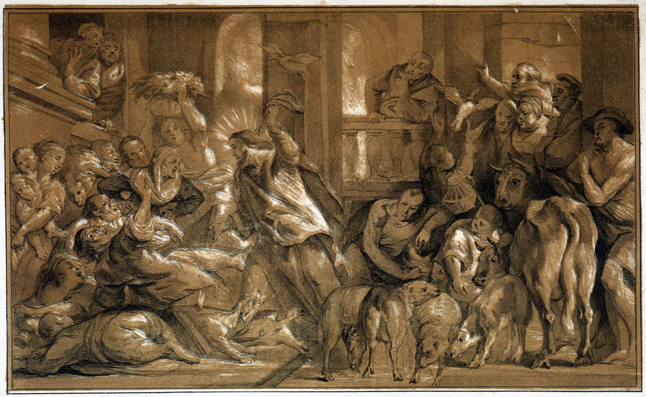 Chrystus goni kupców ze świątyni – Jordaens autorstwa Jacob the Elder (after) Jordaens