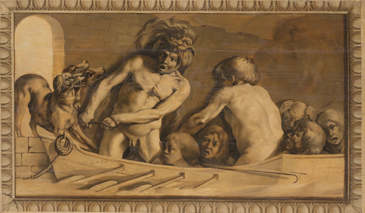 Herkules zabiera Cerbera z Zaświatów (Charon, Przewoźnik Styksu) autorstwa Jacob van Campen