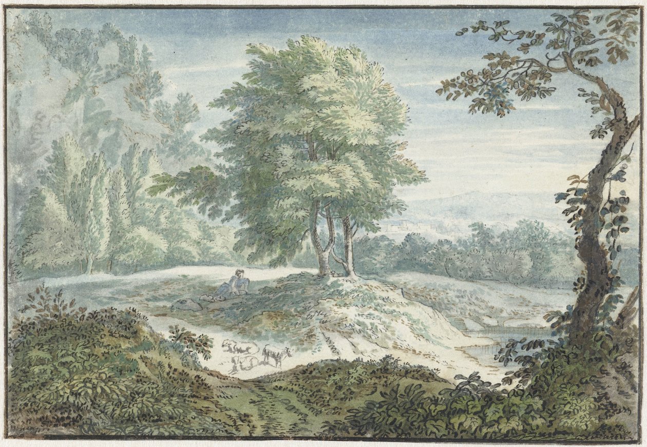 Krajobraz z owcami autorstwa Jacob van Liender