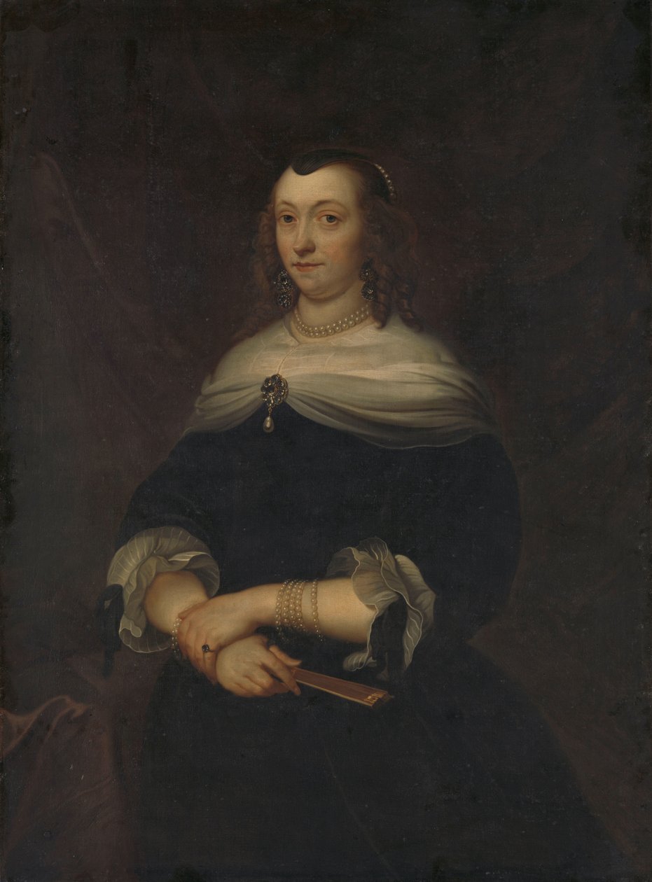 Portret kobiety, uważanej za Lukrecję Boudaen (1616-1663), żonę Jeana Ortta i drugą żonę Christoffela van Gangelta autorstwa Jacob van Loo (copy after)