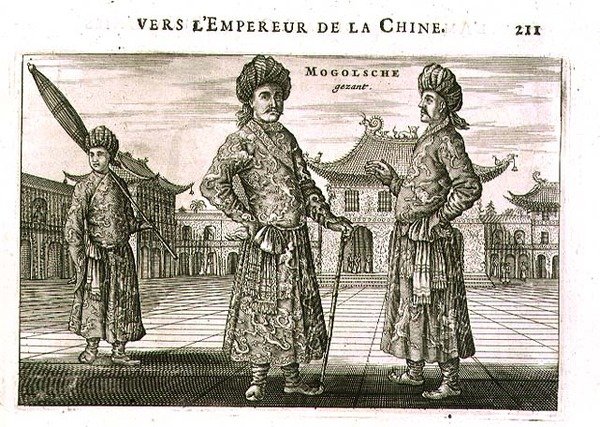 Mongołowie, z konta ambasady holenderskiej w Chinach autorstwa Jacob van Meurs