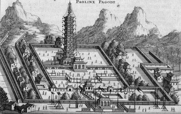 Pagoda Paolinx, z relacji ambasady holenderskiej w Chinach autorstwa Jacob van Meurs