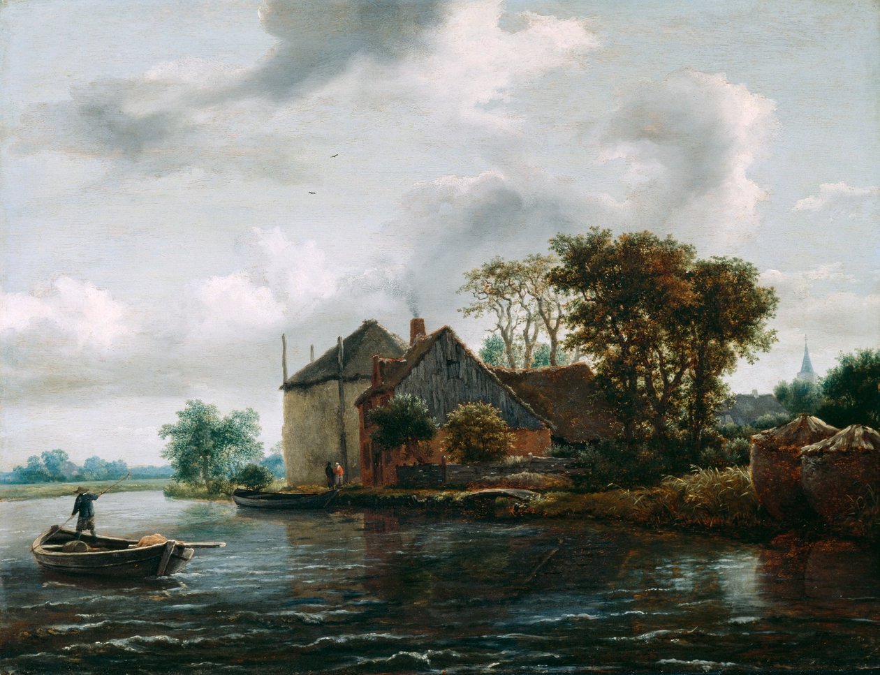Farma i Hayrick nad rzeką autorstwa Jacob van Ruisdael