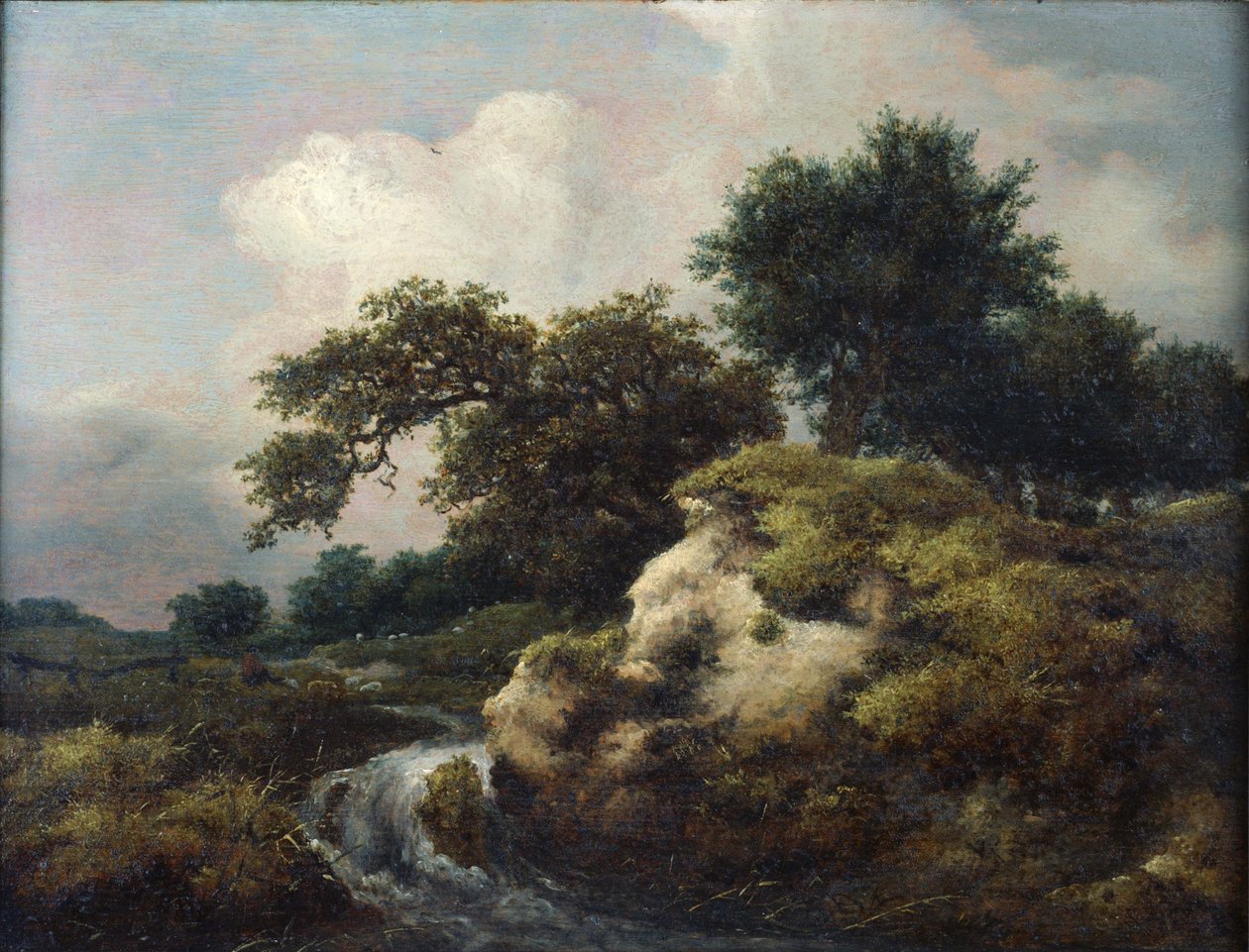 Pejzaż z wydmą i małym wodospadem autorstwa Jacob van Ruisdael