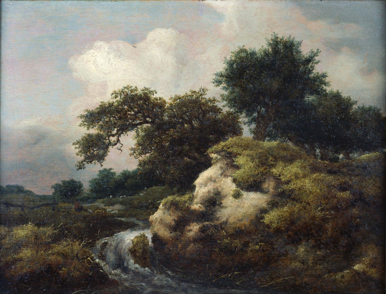 Krajobraz z wydmami i małym wodospadem autorstwa Jacob van Ruisdael