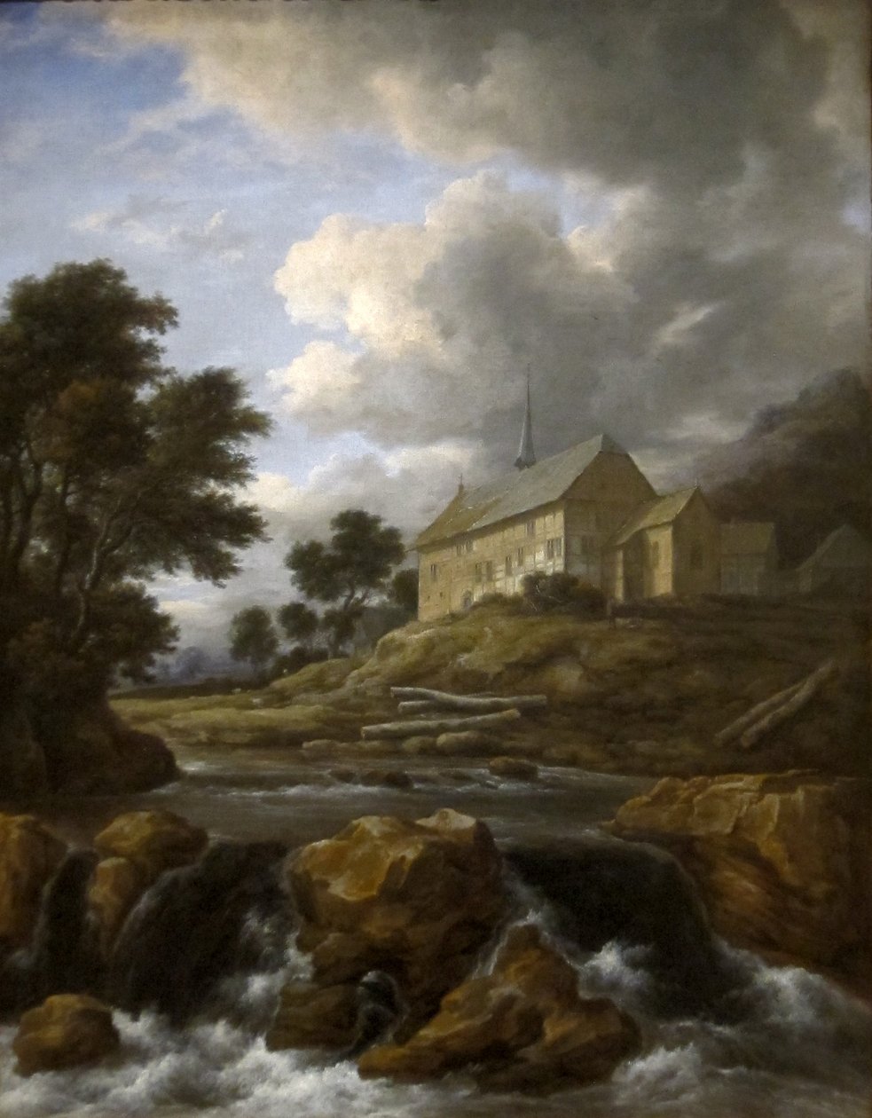 Krajobraz z kościołem nad potokiem autorstwa Jacob van Ruisdael