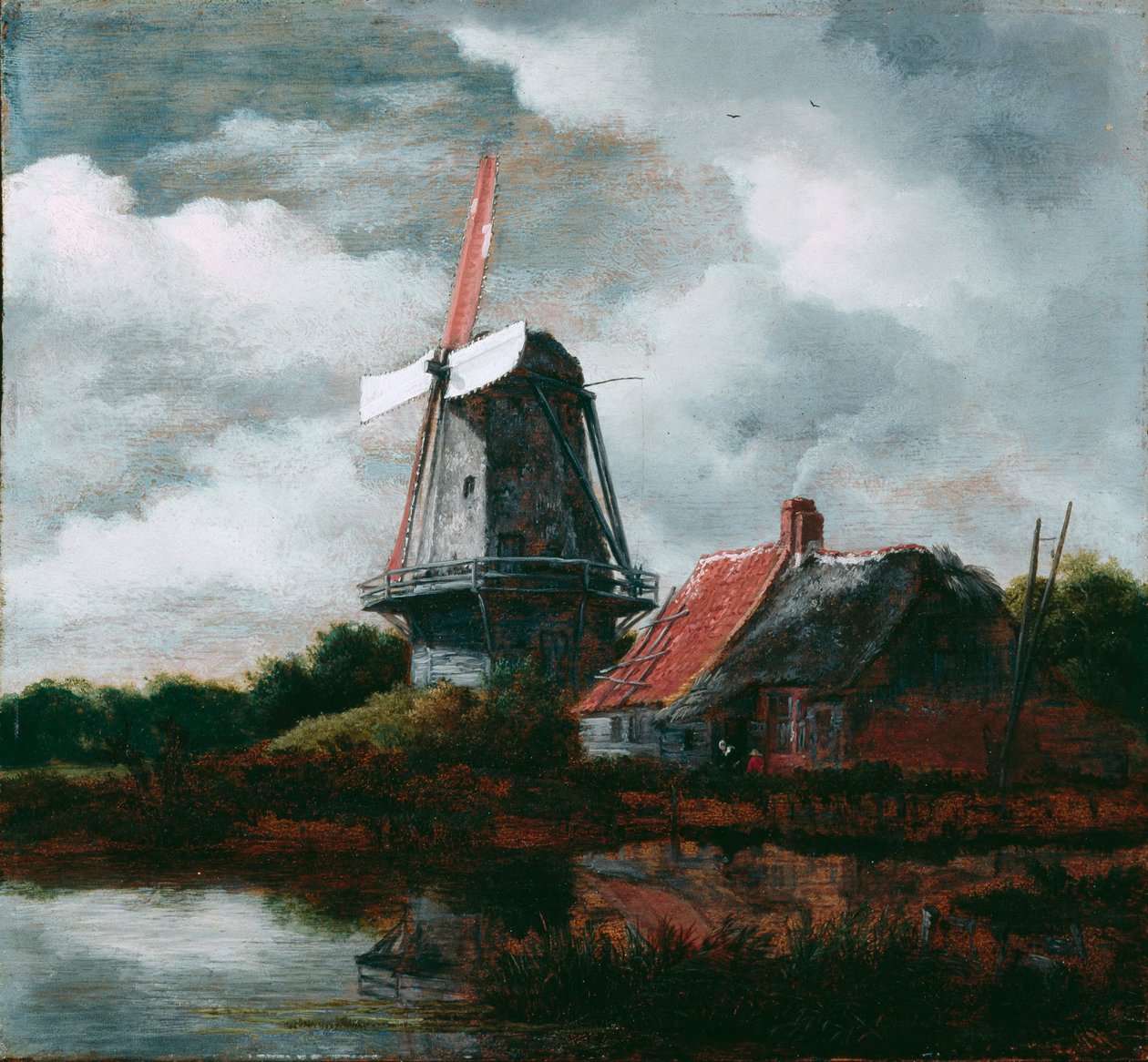 Krajobraz z domem wiejskim i wiatrakiem autorstwa Jacob van Ruisdael