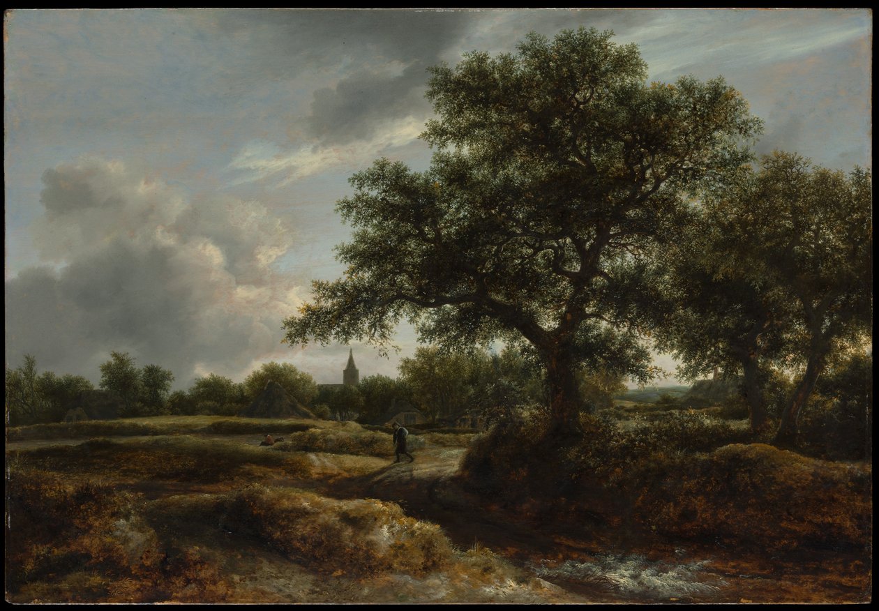 Pejzaż z wioską w oddali autorstwa Jacob van Ruisdael