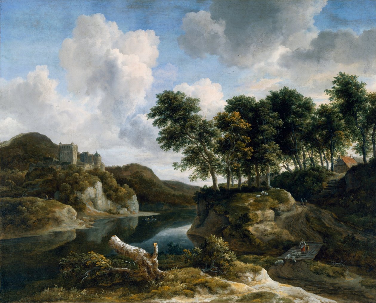 Krajobraz rzeczny z zamkiem na wysokim klifie autorstwa Jacob van Ruisdael