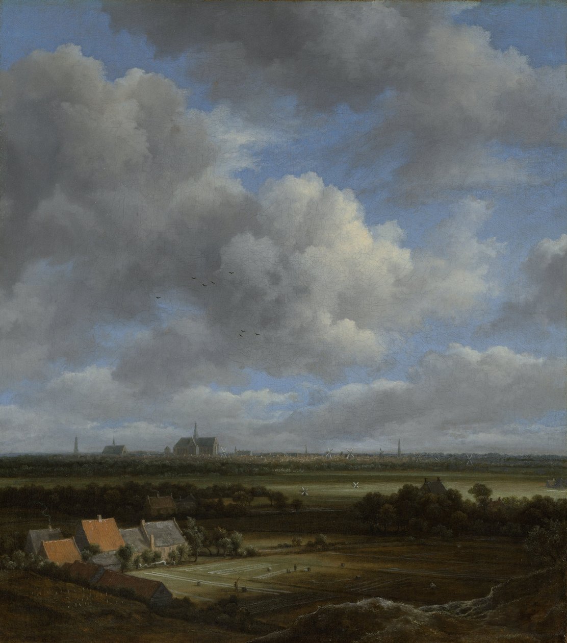 Widok Haarlem od północnego zachodu z bielącymi polami na pierwszym planie, ok. 1650-82 autorstwa Jacob van Ruisdael