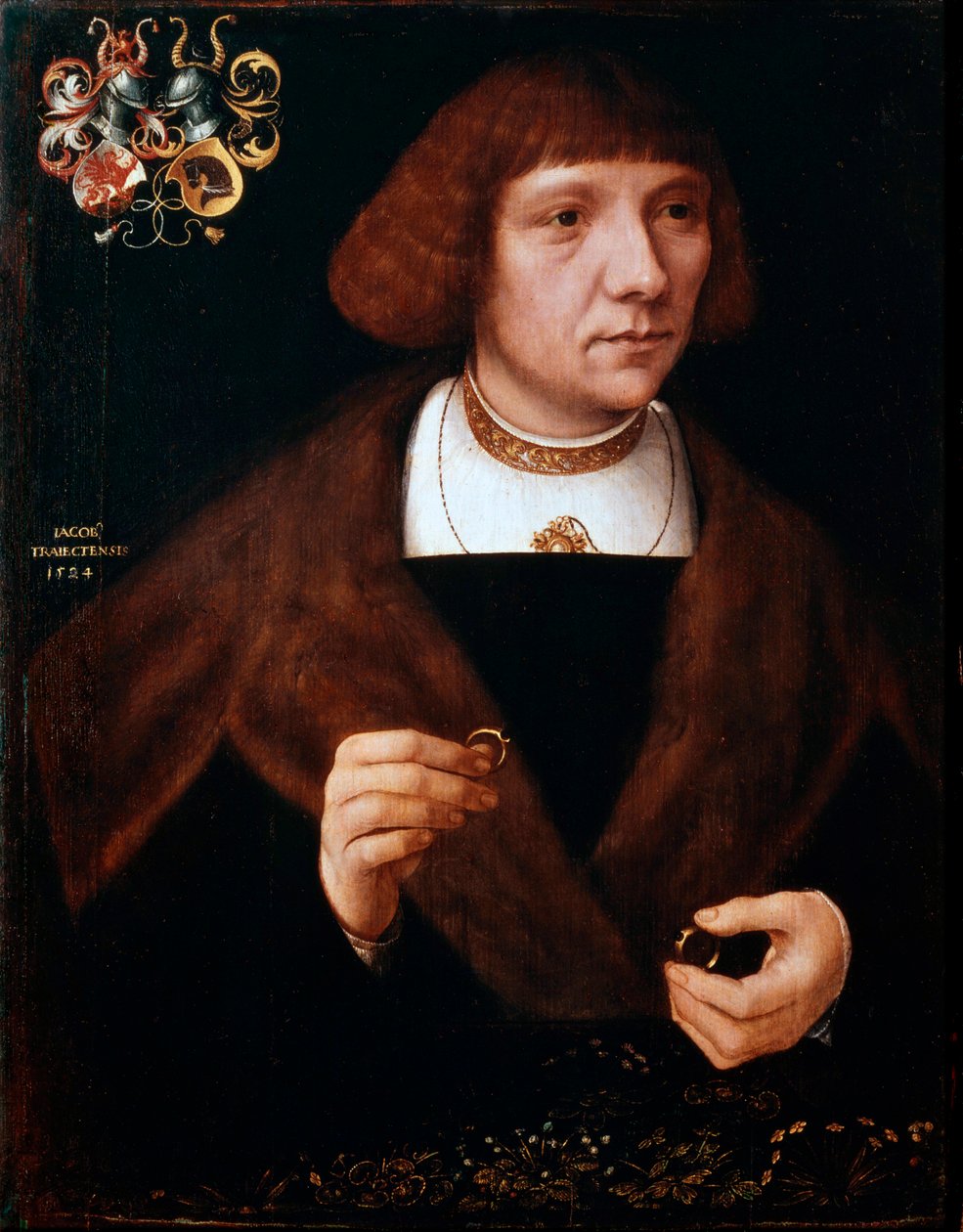 Portret męski z pierścieniami, 1524. autorstwa Jacob van Utrecht