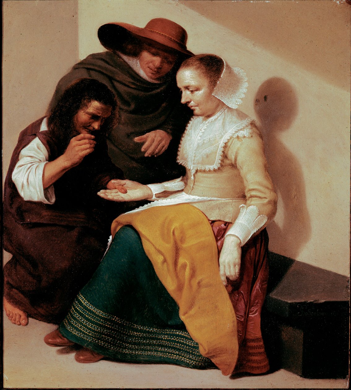 Wróżka Obraz Jacoba Van Velsena (po 1625-ok. 1656) 1631 nd. 26x23 cm Paryż, musee du Louvre - Wróżka, Jacob Van Velsen (po 1625-c.1656). Olej na miedzi, 26 x 23 cm autorstwa Jacob van Velsen