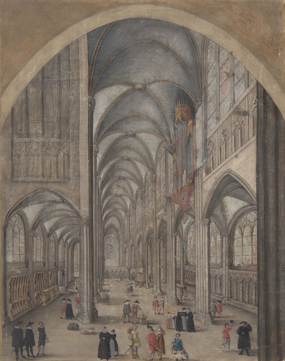 Wnętrze katedry w Strasburgu, ca. 1625-30. autorstwa Jacob van der Heyden.