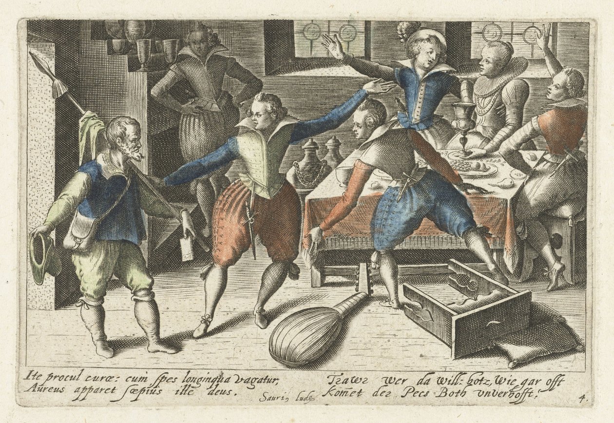 Studentenfeest Mistrz ikonograficznych żartów wśród studentów (...) (tytuł serii) autorstwa Jacob van der Heyden