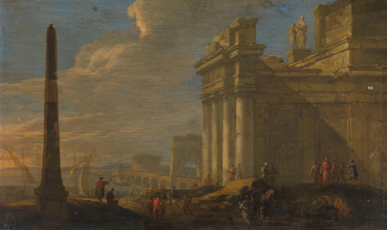 Widok na włoski port autorstwa Jacob van der Ulft (signed by artist)