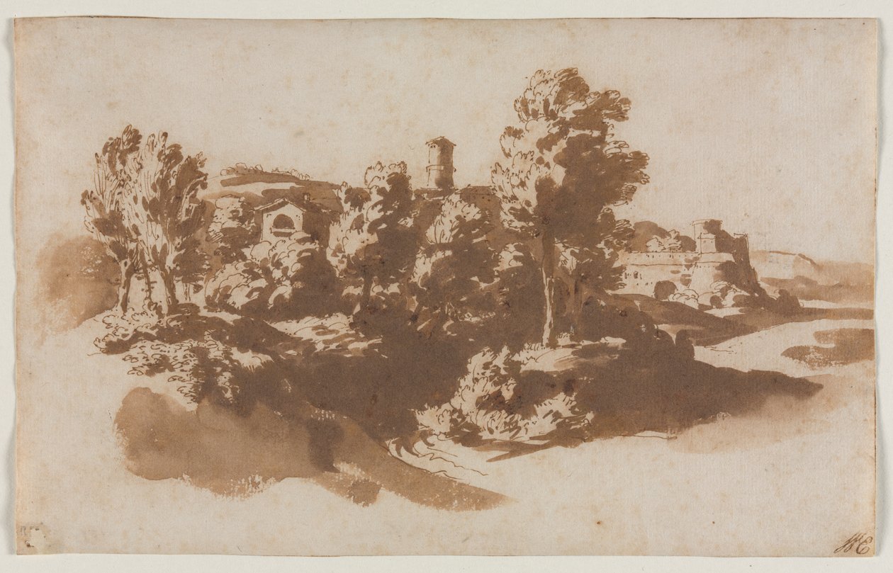 Krajobraz z fortyfikacjami między Marino i Frascati, ok. 1930 r. 1650. autorstwa Jacob van der Ulft