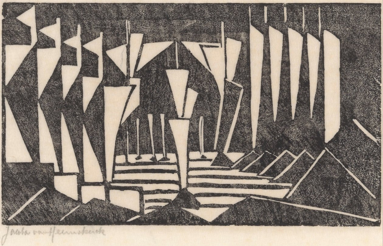 Kompozycja (Żeglowanie po jeziorze) autorstwa Jacoba van Heemskerck (signed by artist)