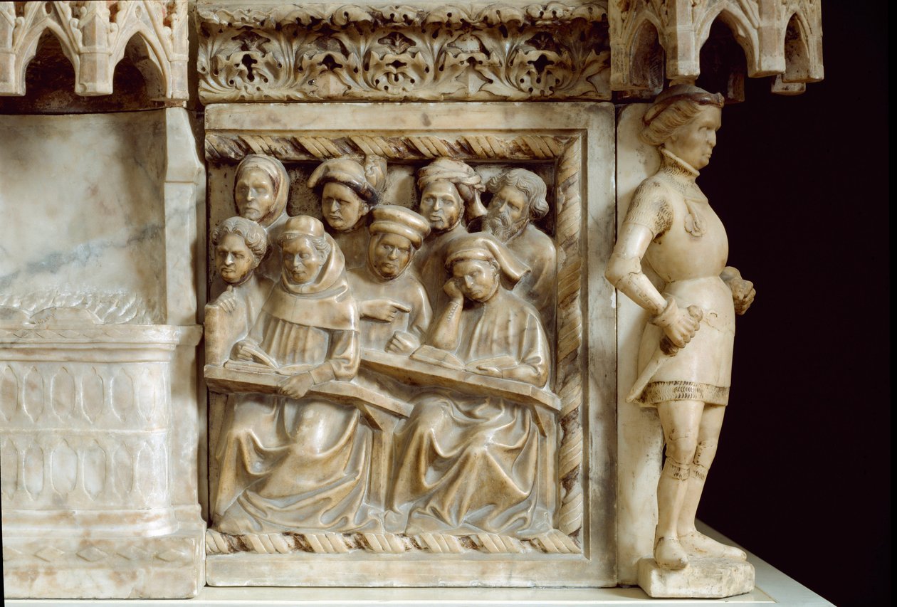 Pomnik nagrobny Carlo, Roberto i Riccardo da Saliceto: uczniowie uczęszczający na kurs (rzeźba, ok. 1403) autorstwa Jacobello and Pier Paolo dalle Masegne