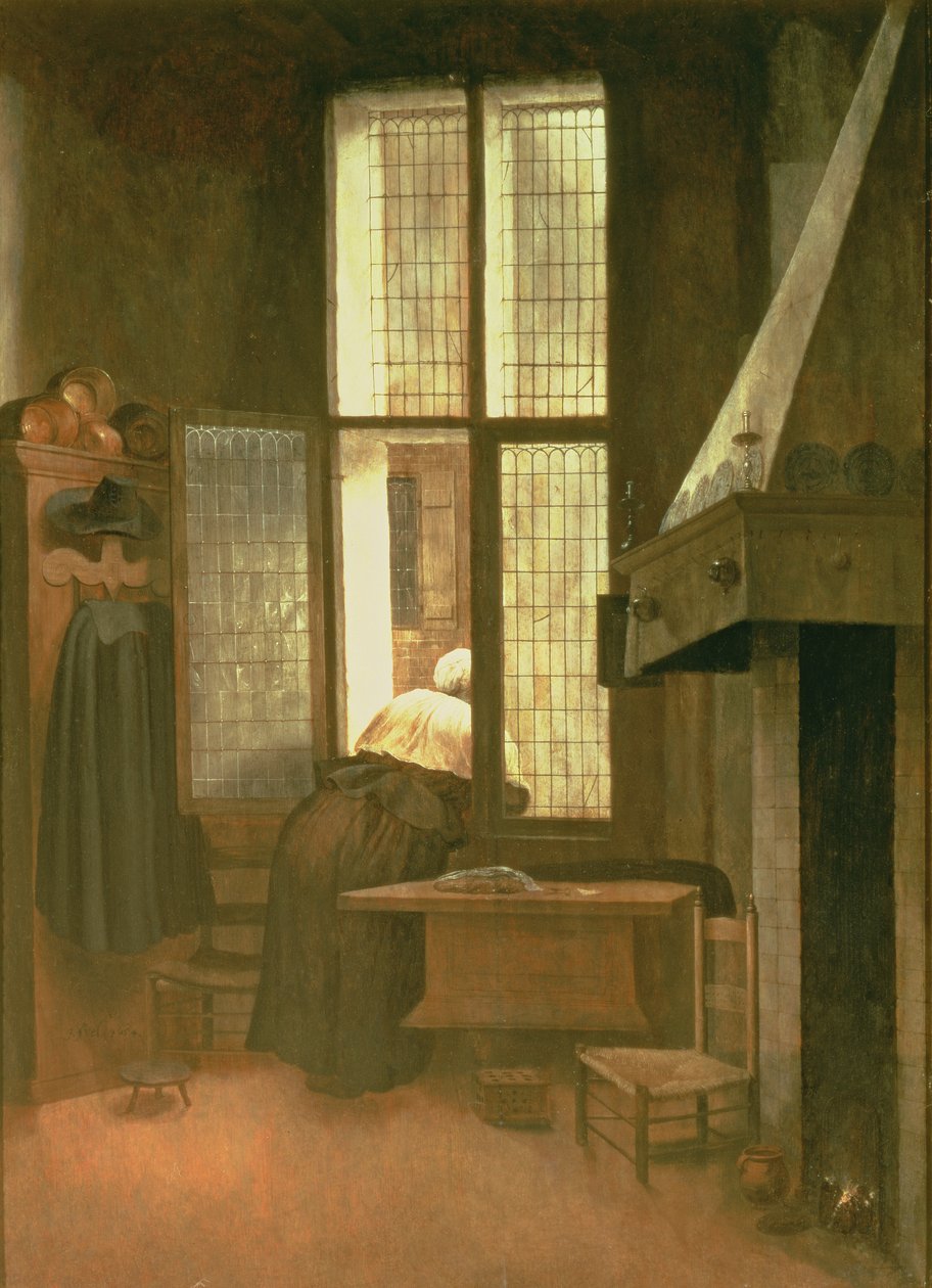Kobieta przy oknie, 1654 (płyta) autorstwa Jacobus Vrel or Frel