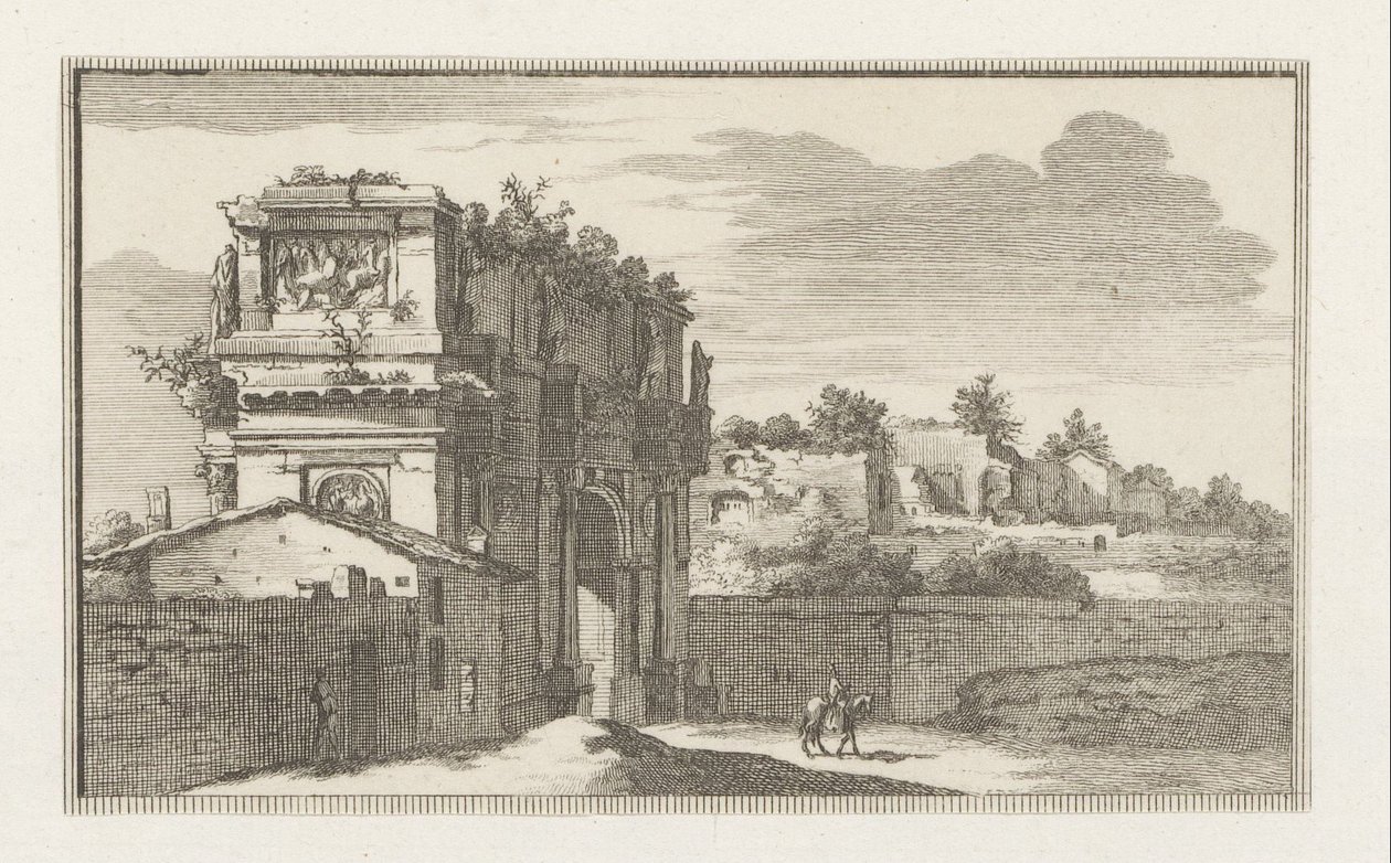 Łuk Konstantyna w Rzymie Widoki Rzymu (tytuł serii) La Galerie agreable du mond (...) divisée en LXVI tomes...Cette partie comprend le Rome moderne (tytuł serii) Budynki Magesyn der Italiaense (tytuł serii) autorstwa Jacobus Baptist