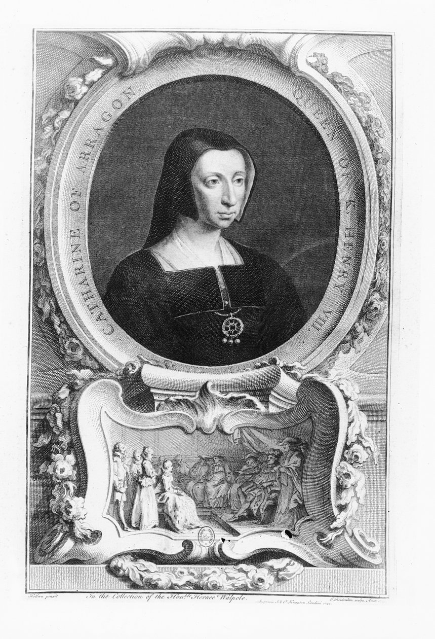 Portret Katarzyny Aragońskiej, 1743 autorstwa Jacobus Houbracken