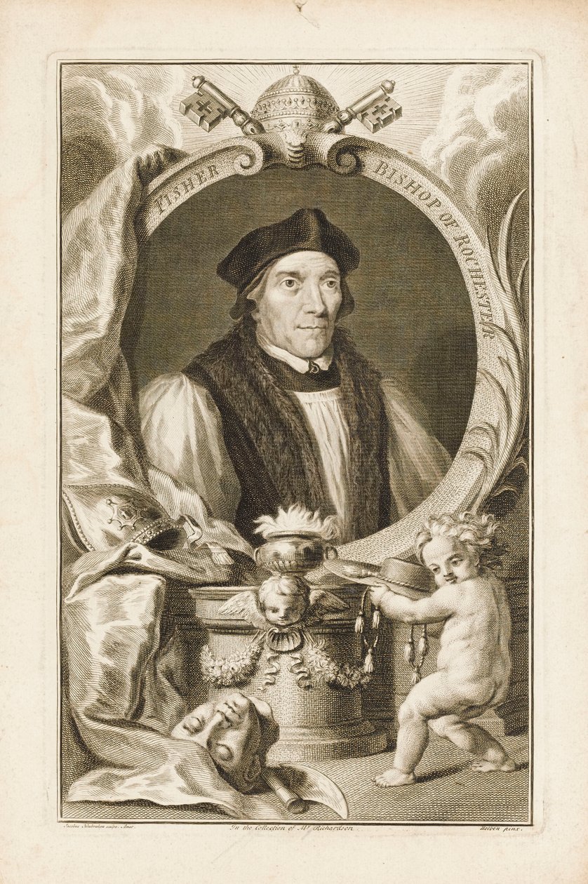 John Fisher, biskup Rochester, ok. 1760 r. (rycina) autorstwa Jacobus Houbraken