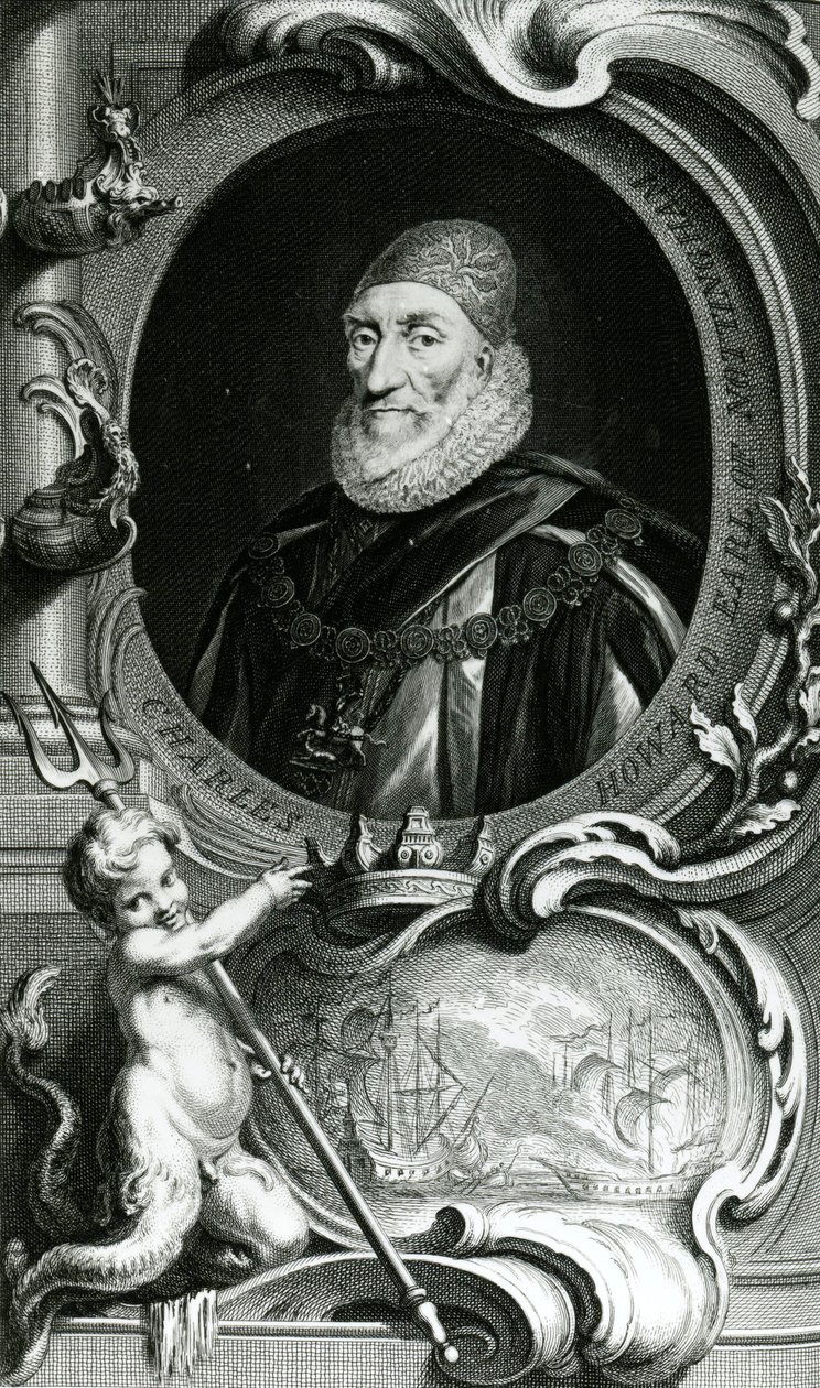 Portret Charlesa Howarda, hrabiego Nottingham, ilustracja z „Heads of Illustrious Persons of Great Britain”, wyd. autor: Knapton, Londyn 1742 autorstwa Jacobus Houbraken
