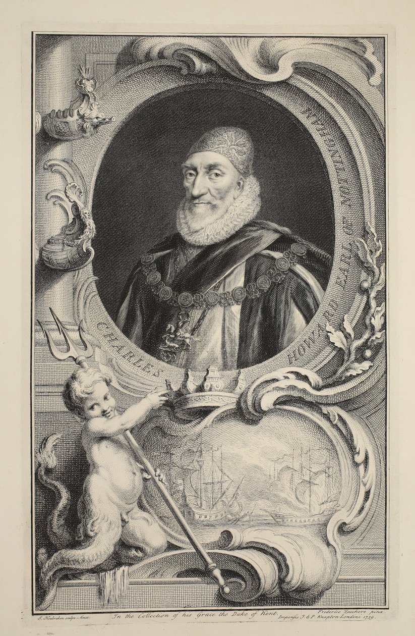 Portret Charlesa Howarda, hrabiego Nottingham, ilustracja z „Heads of Illustrious Persons of Great Britain”, wyd. autor: Knapton, Londyn 1742 autorstwa Jacobus Houbraken