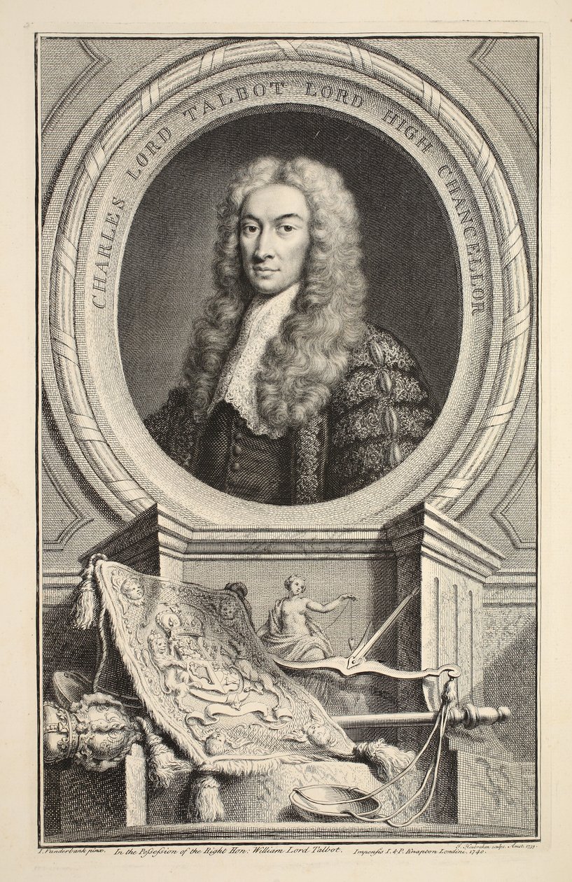 Portret Karola, Lorda Talbota, ilustracja z „Głów wybitnych osobistości Wielkiej Brytanii”, wyd. autor: Knapton, Londyn 1742 autorstwa Jacobus Houbraken