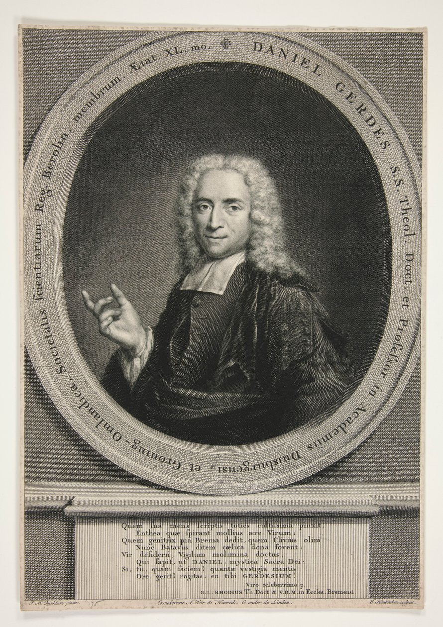Portret Daniela Gerdesa, wg J.M. Quinkhart autorstwa Jacobus Houbraken