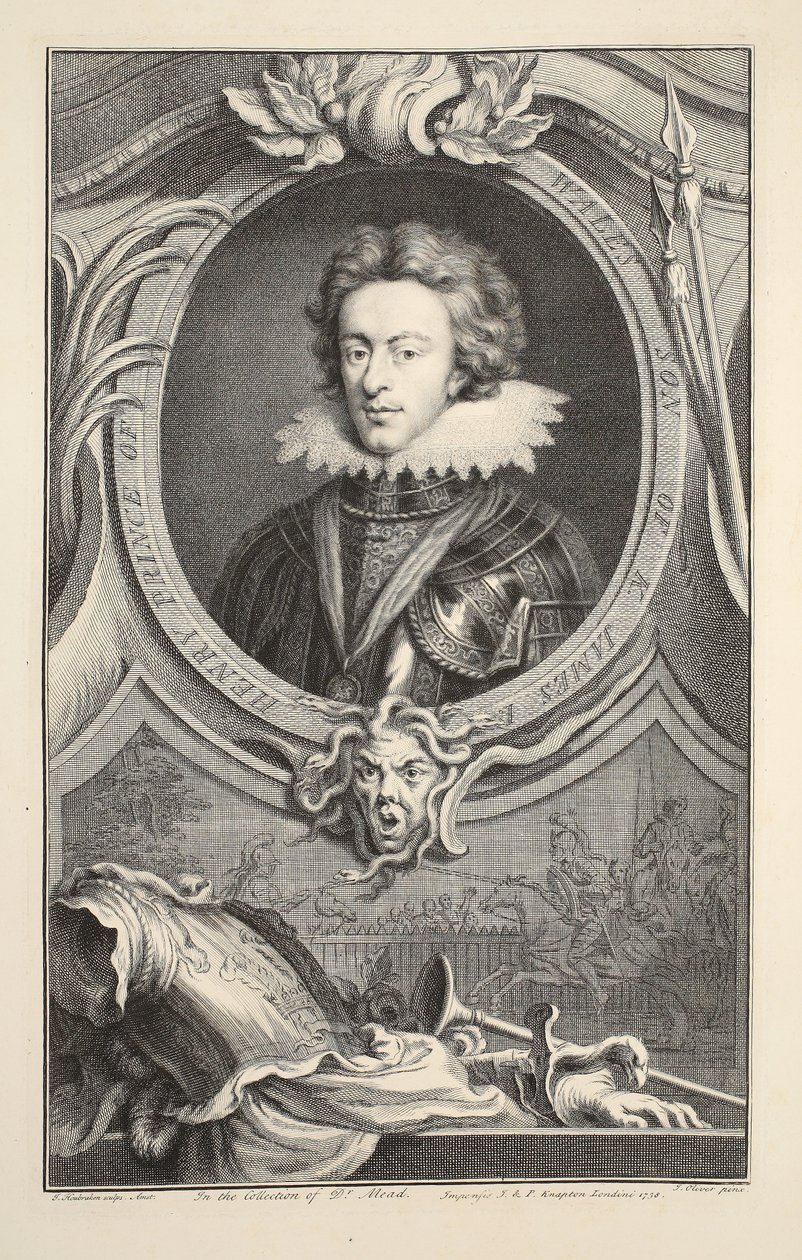 Portret Henryka, księcia Walii, ilustracja z „Heads of Illustrious Persons of Great Britain”, wyd. autor: Knapton, Londyn 1742 autorstwa Jacobus Houbraken
