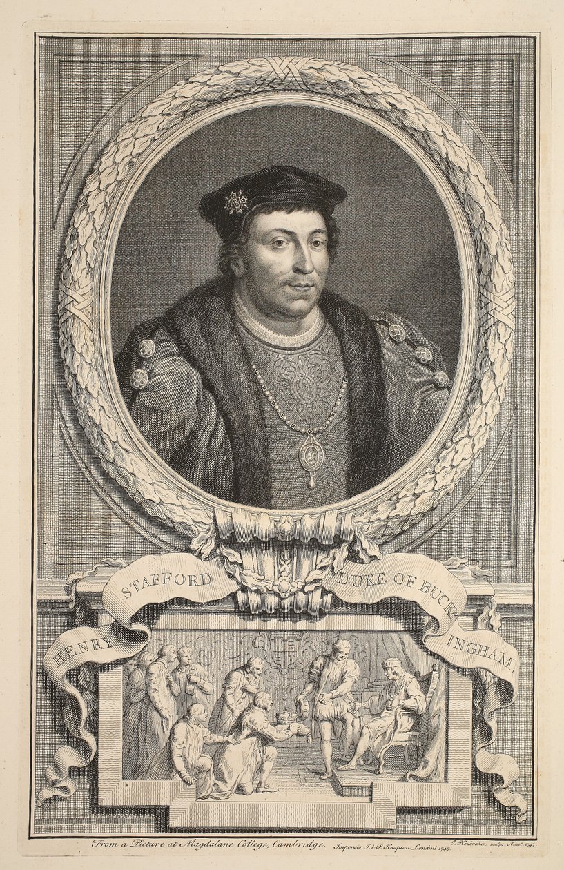 Portret Henryka Stafforda, księcia Buckingham, ilustracja z „Głów wybitnych osobistości Wielkiej Brytanii”, wyd. autorstwa Knaptona, Londyn 1742 autorstwa Jacobus Houbraken